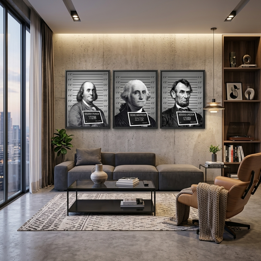 Mehrteiliger Kunstdruck auf Leinwand, Porträts von US-Präsidenten