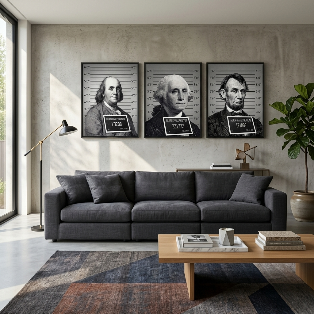 Mehrteiliger Kunstdruck auf Leinwand, Porträts von US-Präsidenten