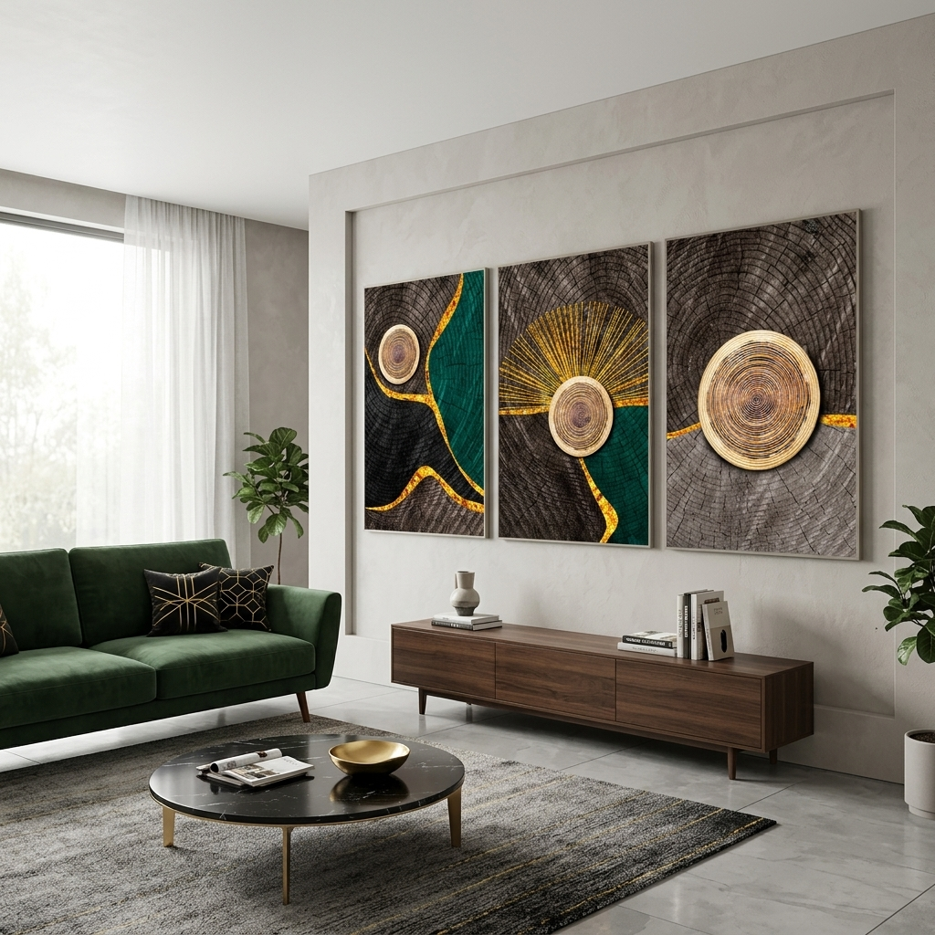 Modulare Abstraktion in goldenen dunklen und grauen Farbtönen Multi Panel Canvas Wand Kunstdruck