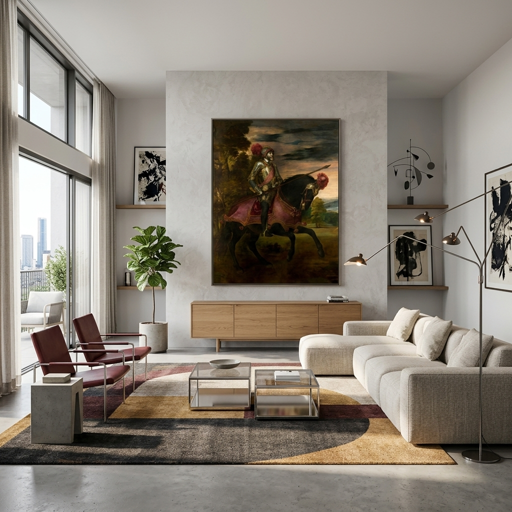 Reproduktion des Porträts von Karl V. Tizian, Reproduktion auf Leinwand, Kunstdruck