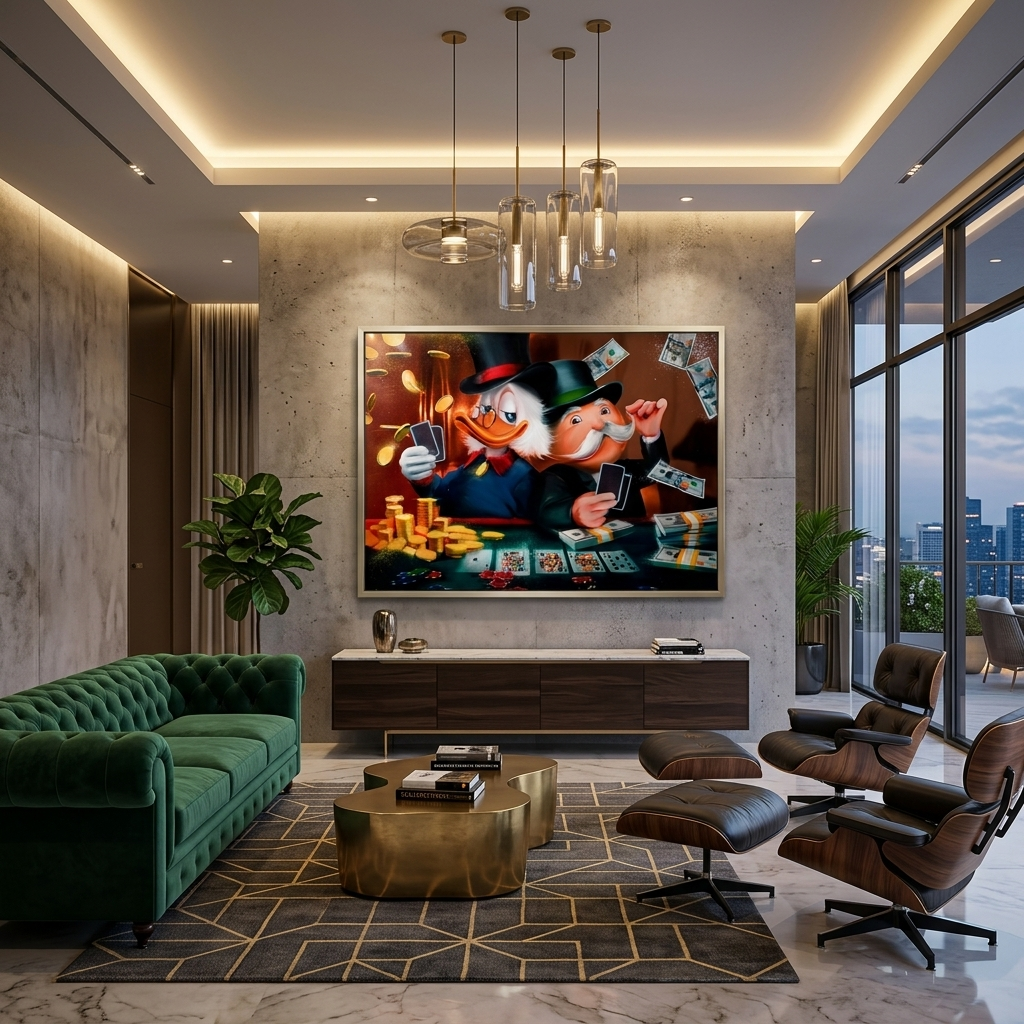 Scrooge, Monopoly, Karten Inspirierender Leinwand-Kunstdruck