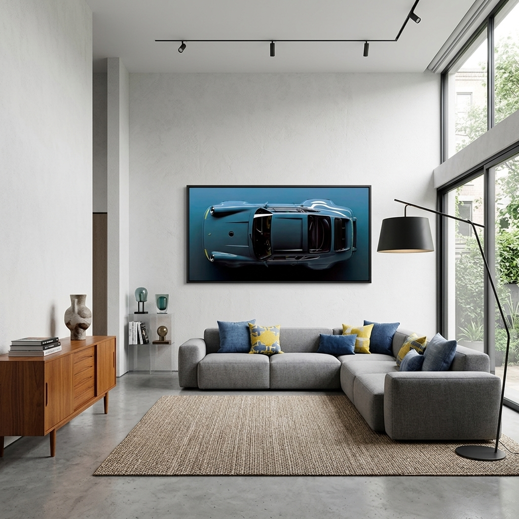 Leinwandbild, Motiv: Porsche 911, Blau