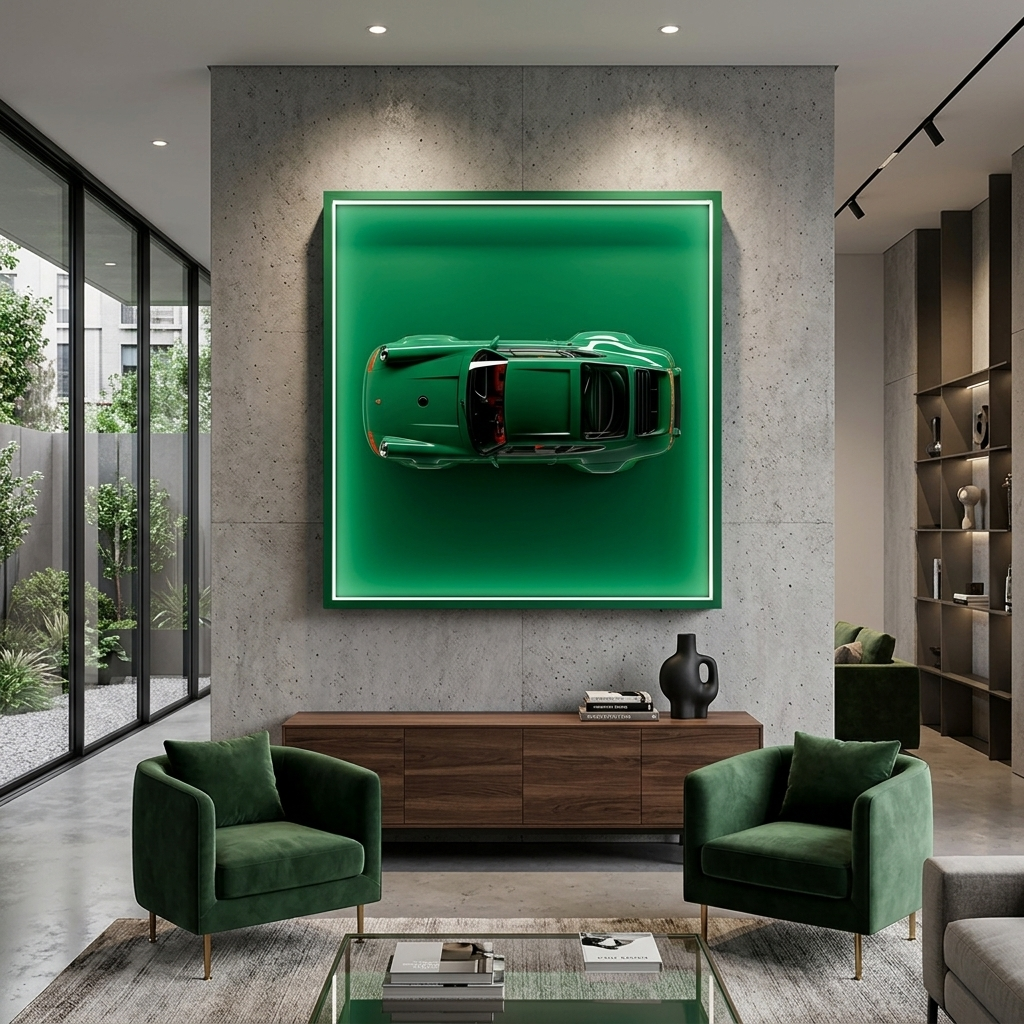 Leinwandbild, Motiv: Porsche 911, Grün