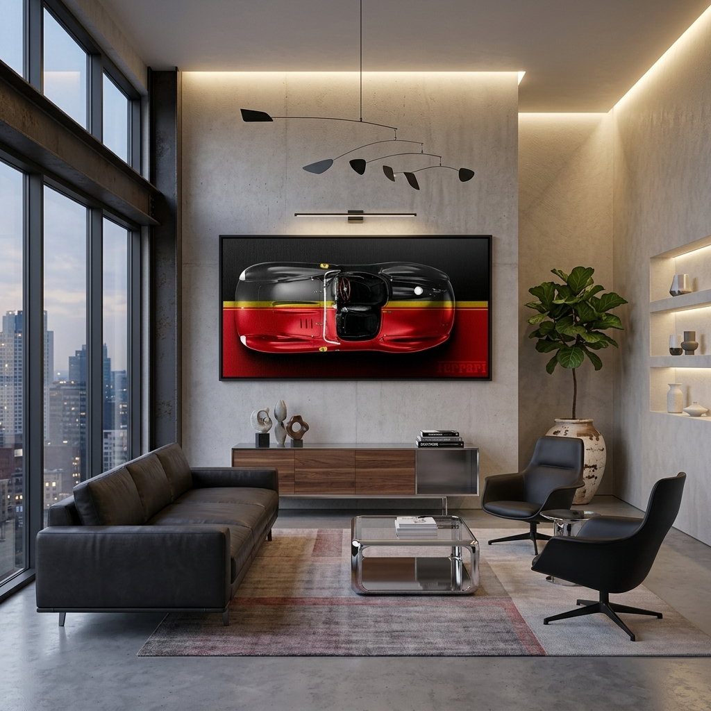 Leinwandbild, Porsche 911, grün, auf grauem Hintergrund