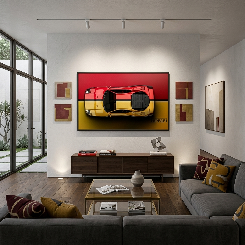 Leinwandbild, Porsche 911, grün, auf grauem Hintergrund