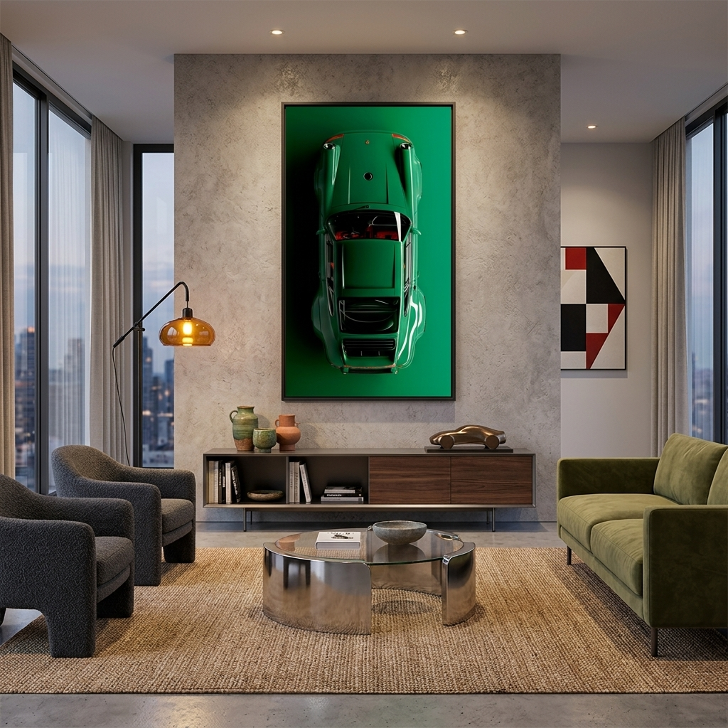 Leinwandbild, Motiv: Porsche 911, Grün