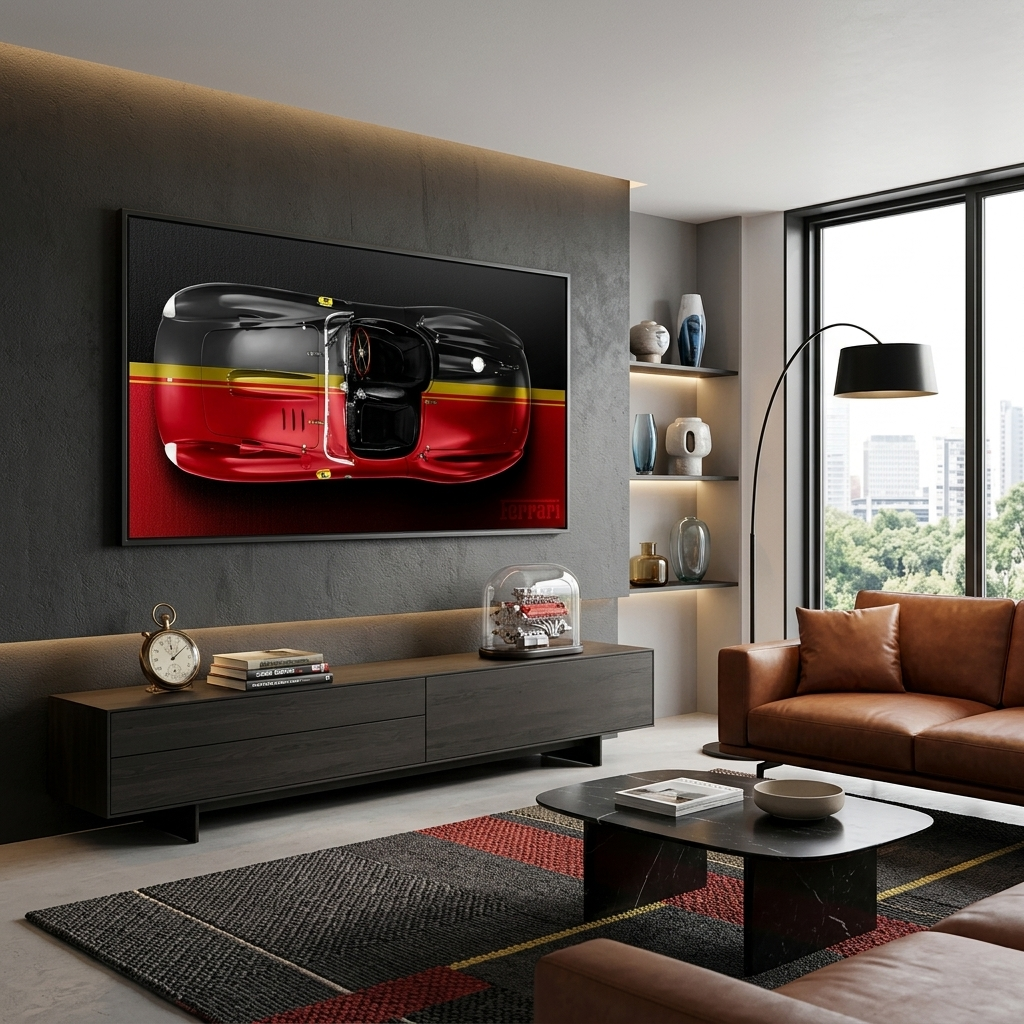 Leinwandbild, Porsche 911, grün, auf grauem Hintergrund