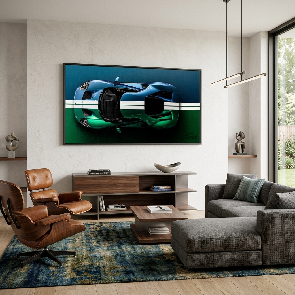 Leinwandbild, Porsche 911, grün, auf grauem Hintergrund