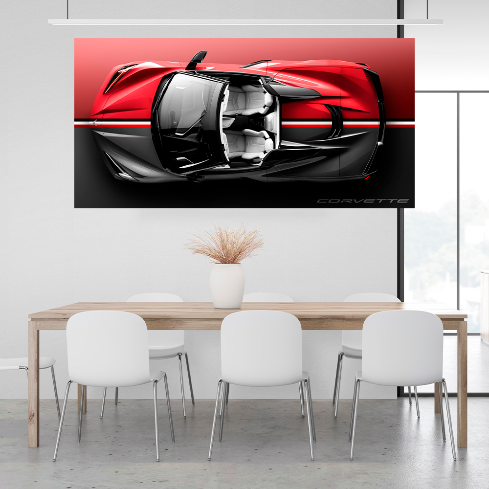 Chevrolet Corvette C8 Stingray Top-Down View - Premium Canvas Wall Art