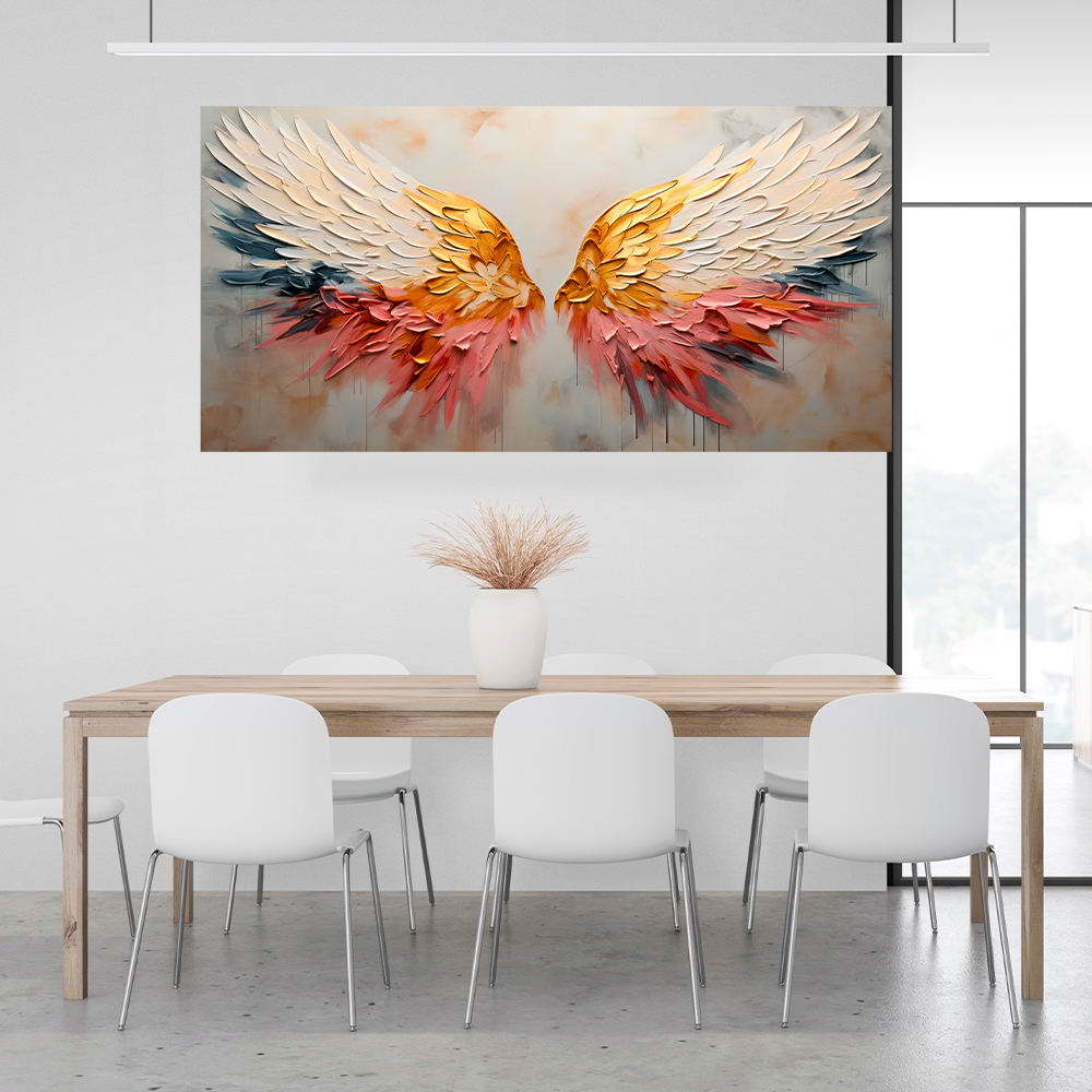 Golden Phoenix Wings Abstract Canvas Wall Art