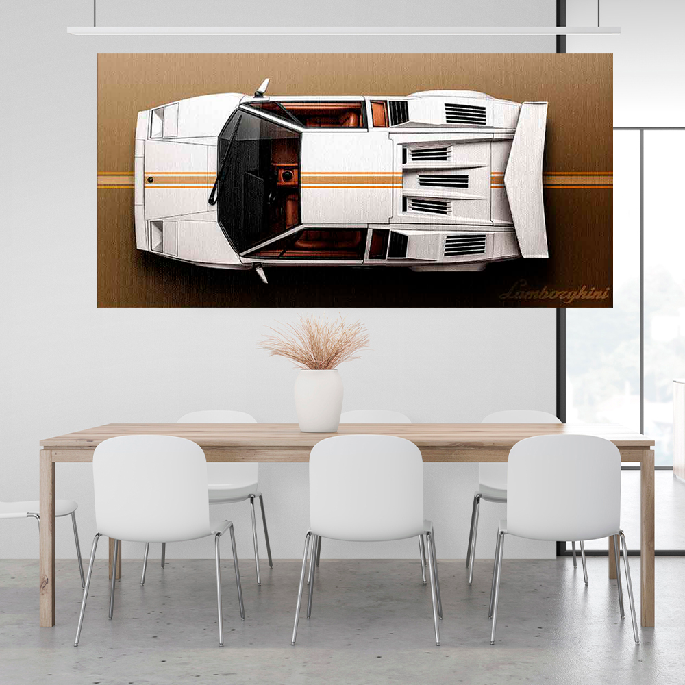 Leinwandbild, Porsche 911, grün, auf grauem Hintergrund