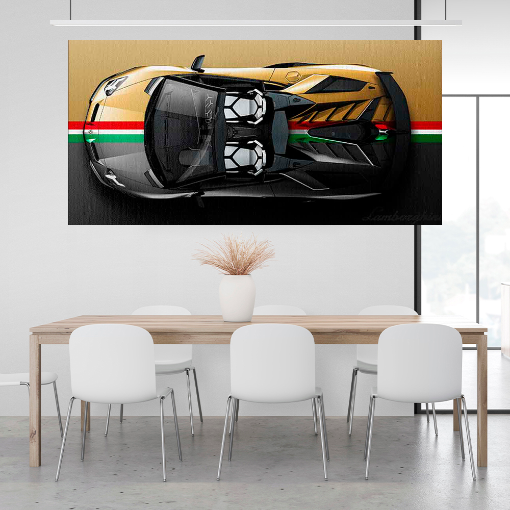 Leinwandbild, Porsche 911, grün, auf grauem Hintergrund