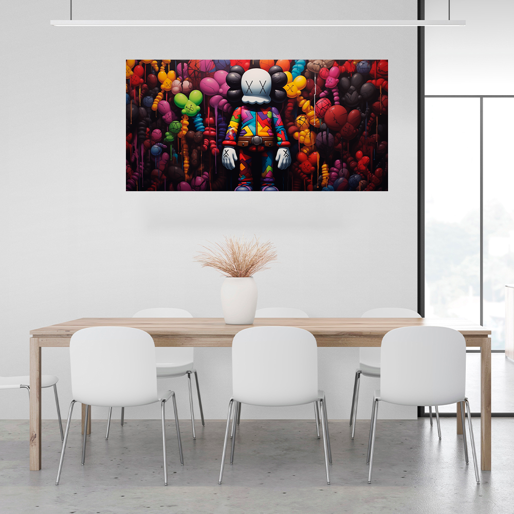 Colorful Bearbrick Wonderland Canvas Art - Vibrant Urban Scene for Contemporary Interiors