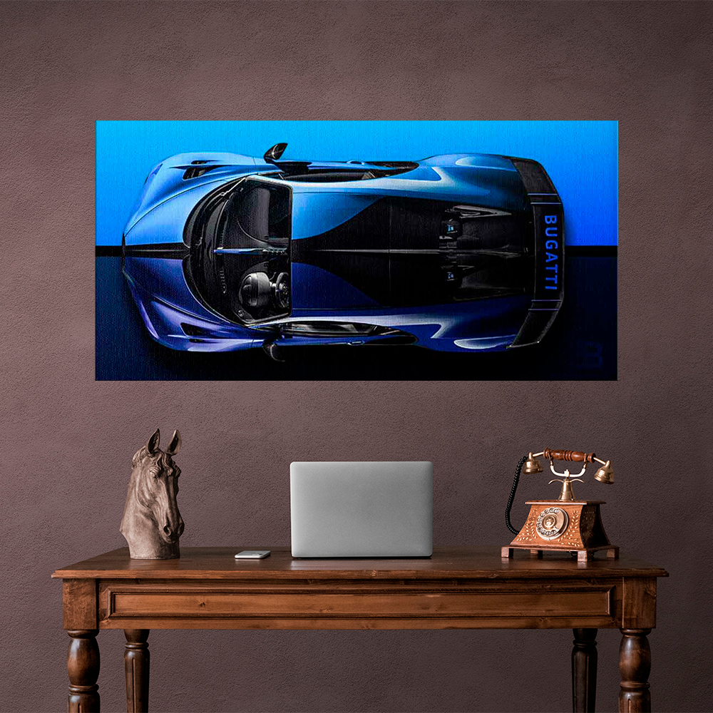 Leinwandbild, Porsche 911, grün, auf grauem Hintergrund