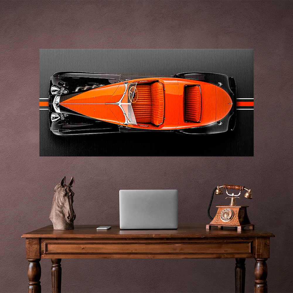 Leinwandbild, Porsche 911, grün, auf grauem Hintergrund