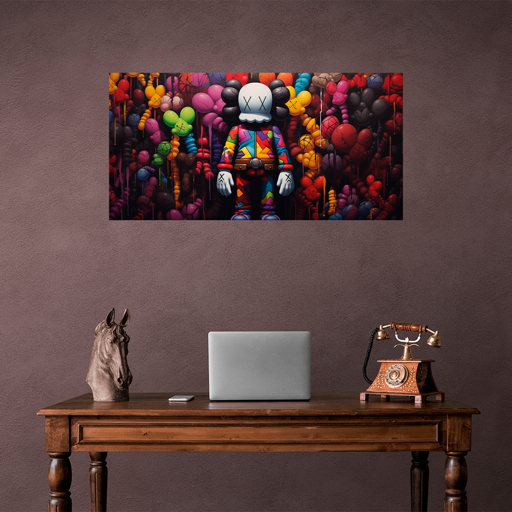 Colorful Bearbrick Wonderland Canvas Art - Vibrant Urban Scene for Contemporary Interiors