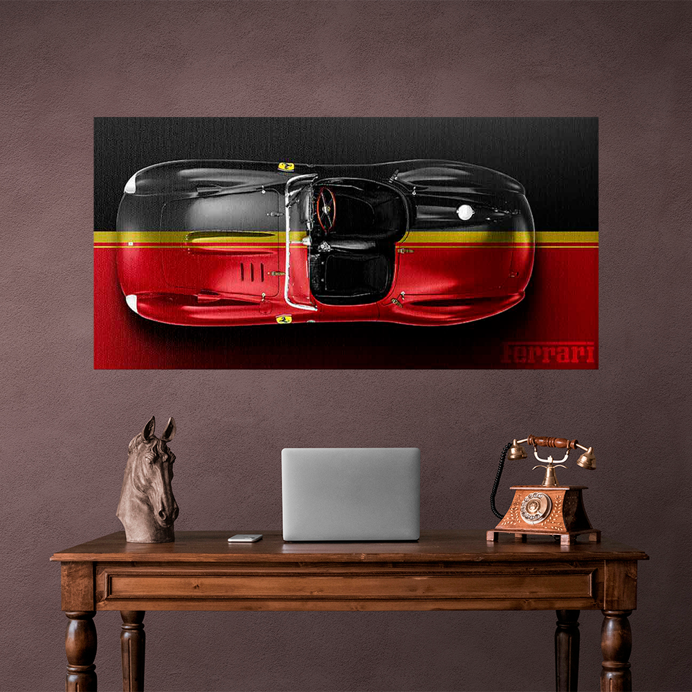 Leinwandbild, Porsche 911, grün, auf grauem Hintergrund