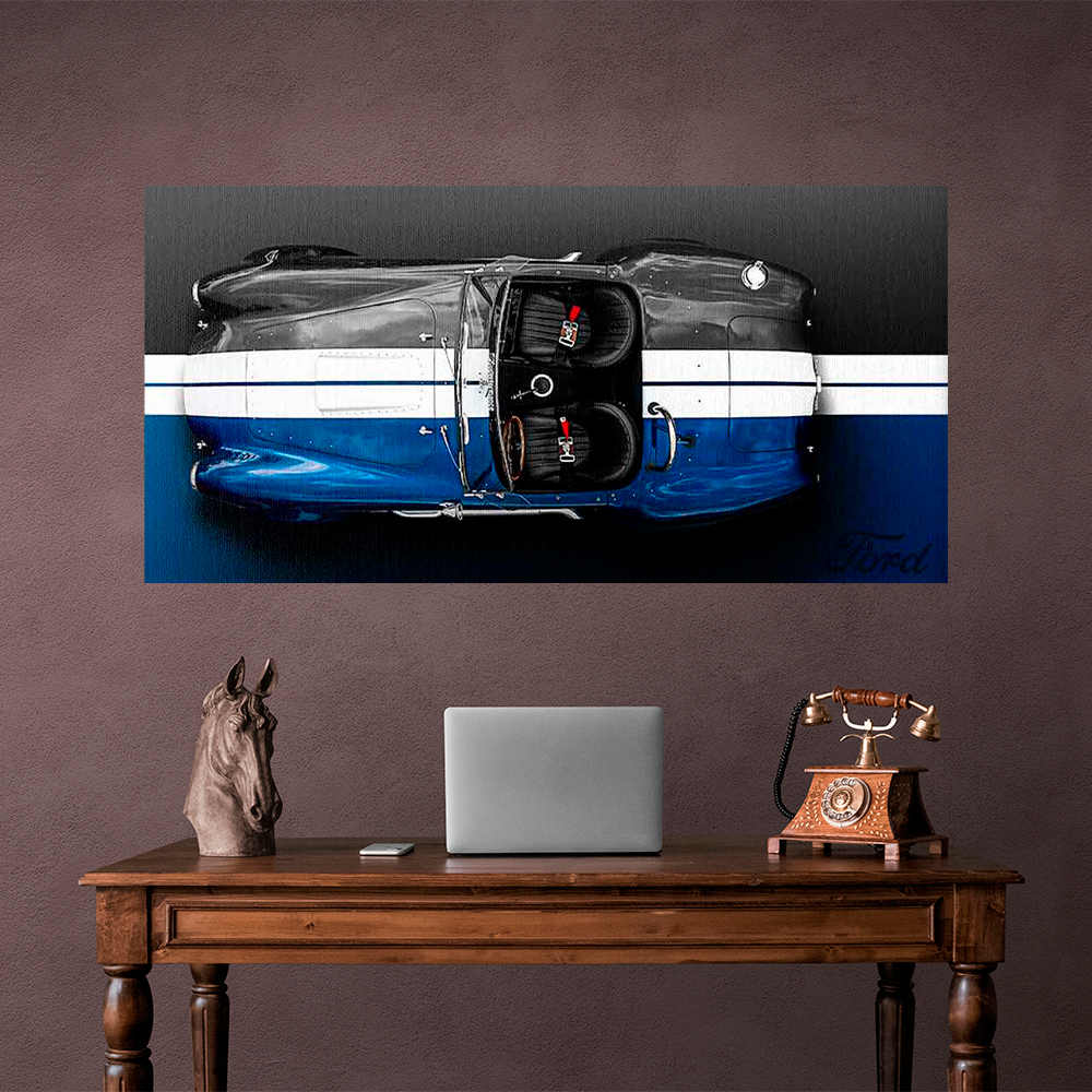 Leinwandbild, Porsche 911, grün, auf grauem Hintergrund