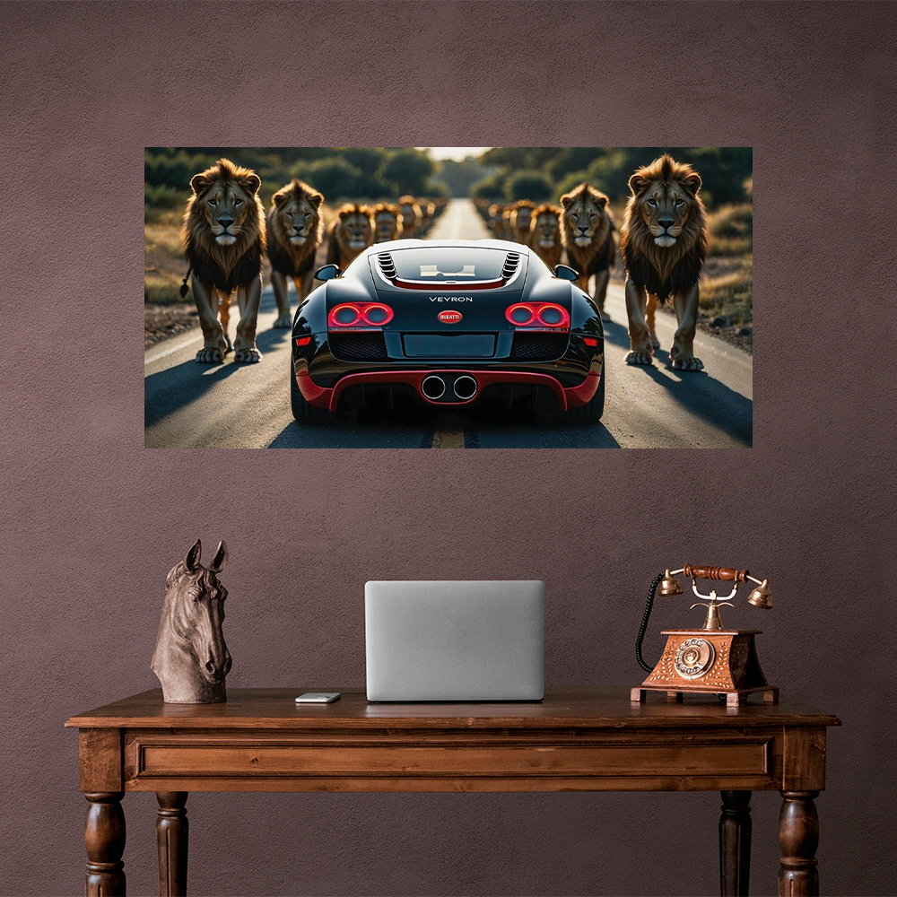 Leinwandbild, Porsche 911, grün, auf grauem Hintergrund