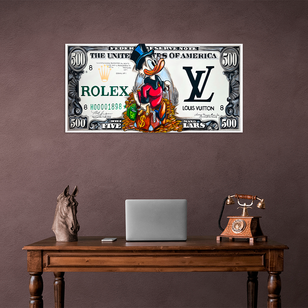 500 DOLLARS, ROLEX AND LOUIS VUITTON Art Canvas