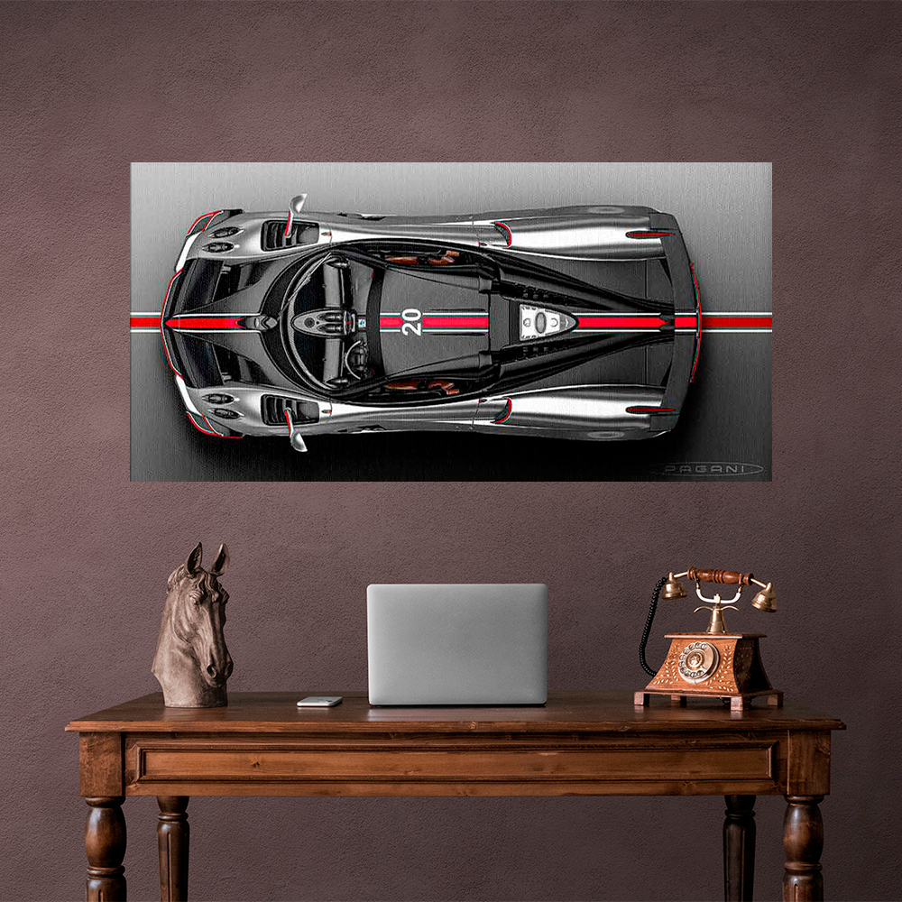 Leinwandbild, Porsche 911, grün, auf grauem Hintergrund