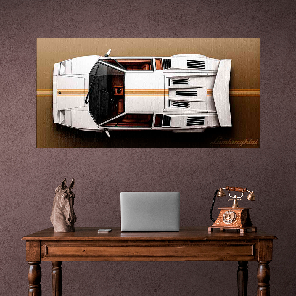 Leinwandbild, Porsche 911, grün, auf grauem Hintergrund