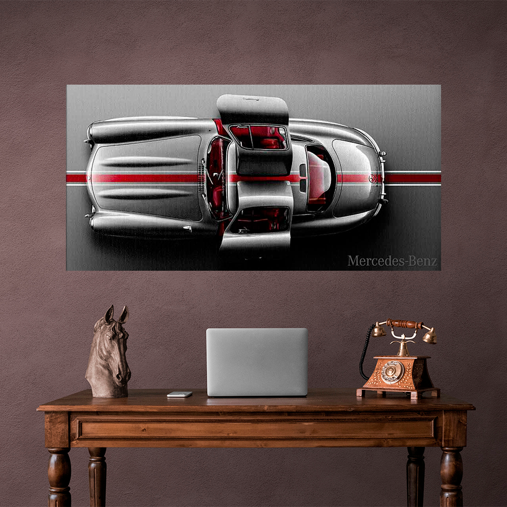 Leinwandbild, Porsche 911, grün, auf grauem Hintergrund