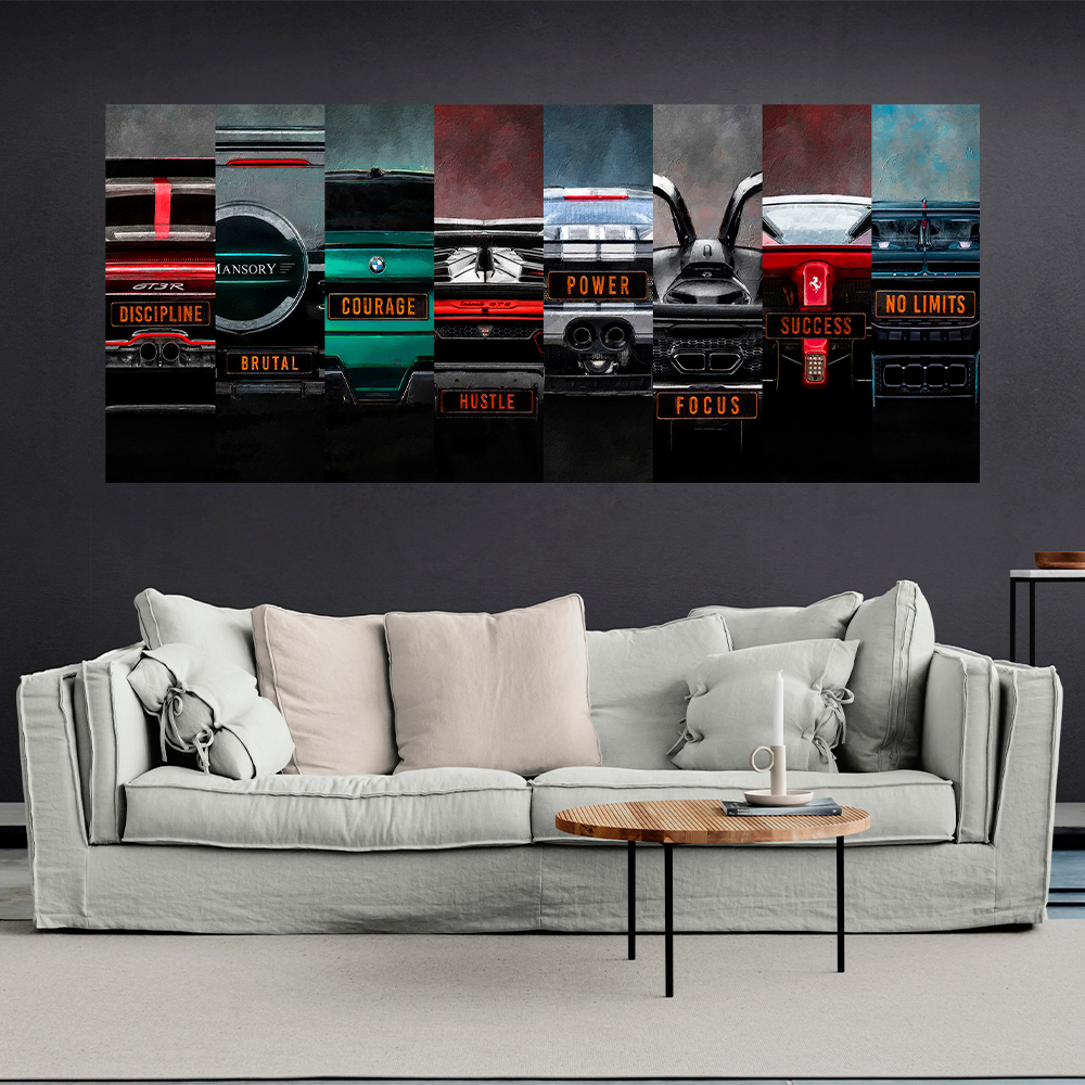 Leinwandbild, Porsche 911, grün, auf grauem Hintergrund