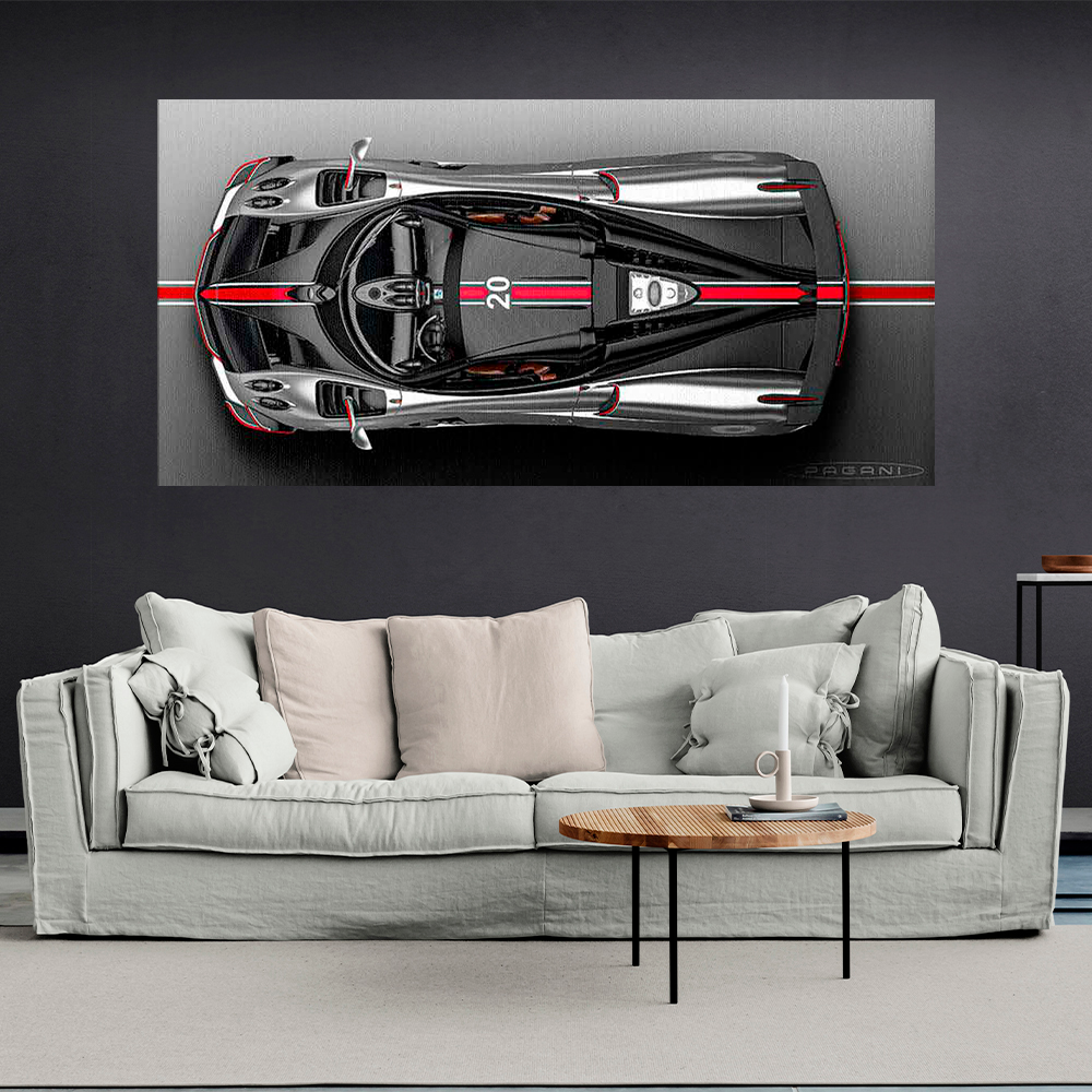 Leinwandbild, Porsche 911, grün, auf grauem Hintergrund