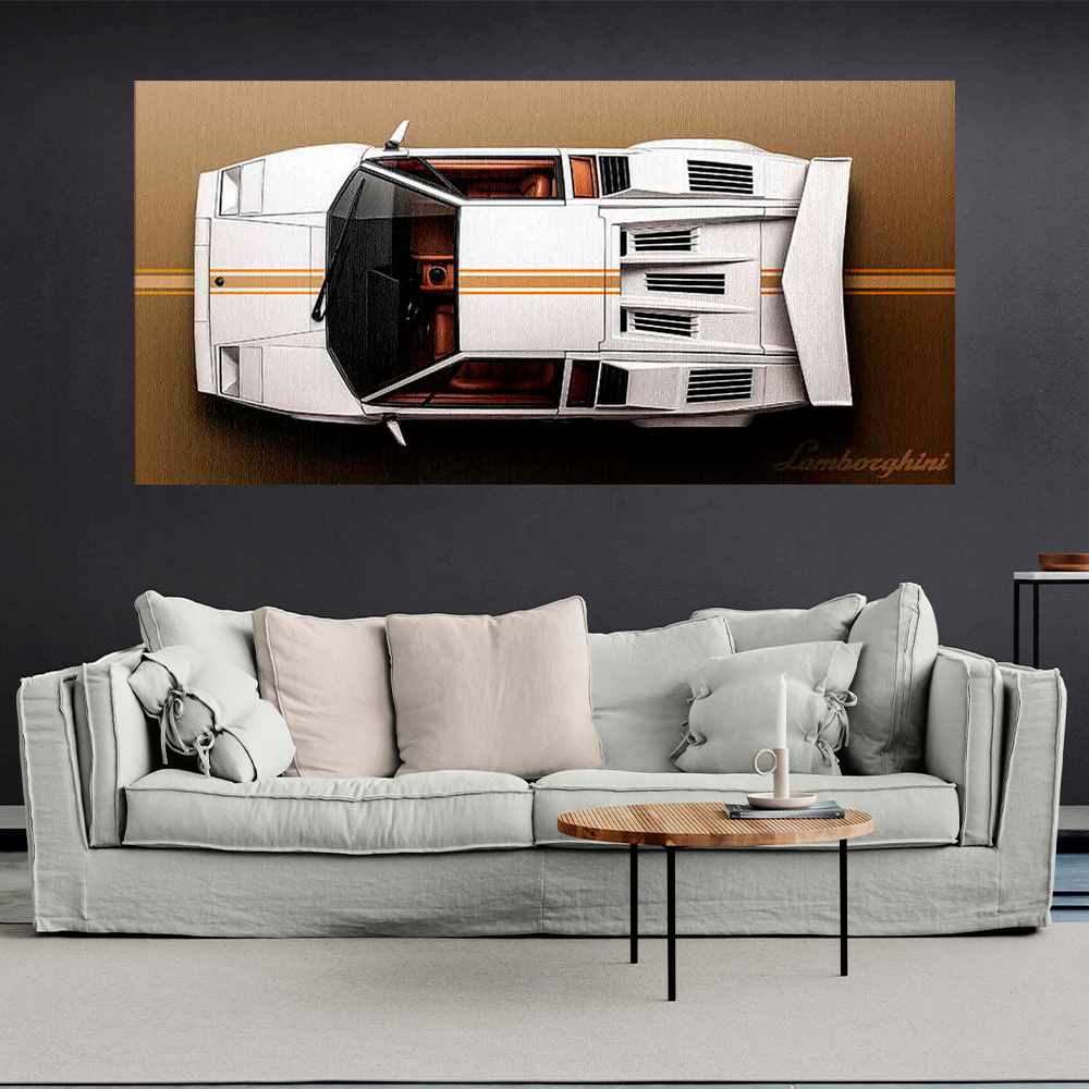 Leinwandbild, Porsche 911, grün, auf grauem Hintergrund