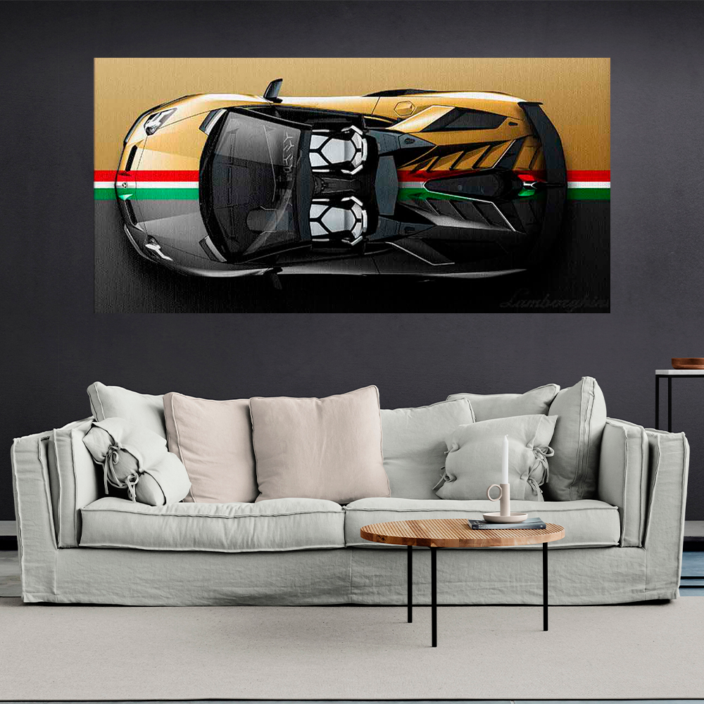 Leinwandbild, Porsche 911, grün, auf grauem Hintergrund