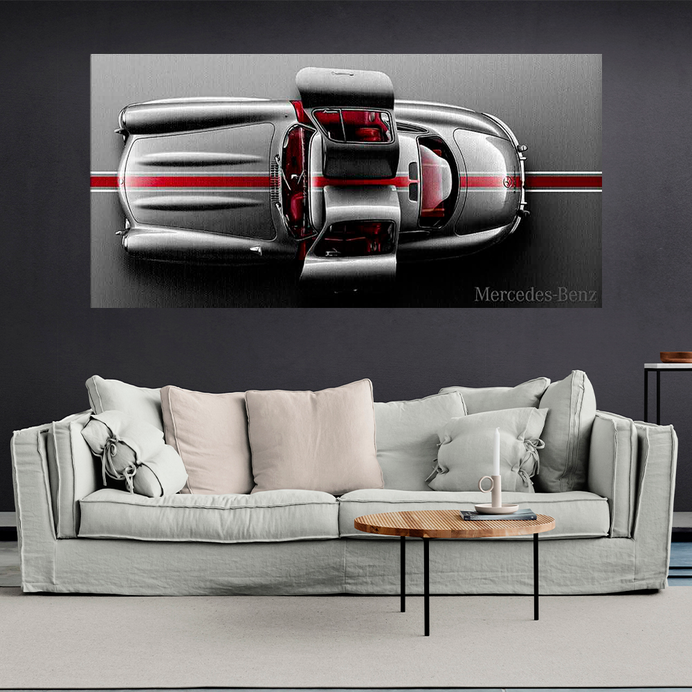 Leinwandbild, Porsche 911, grün, auf grauem Hintergrund