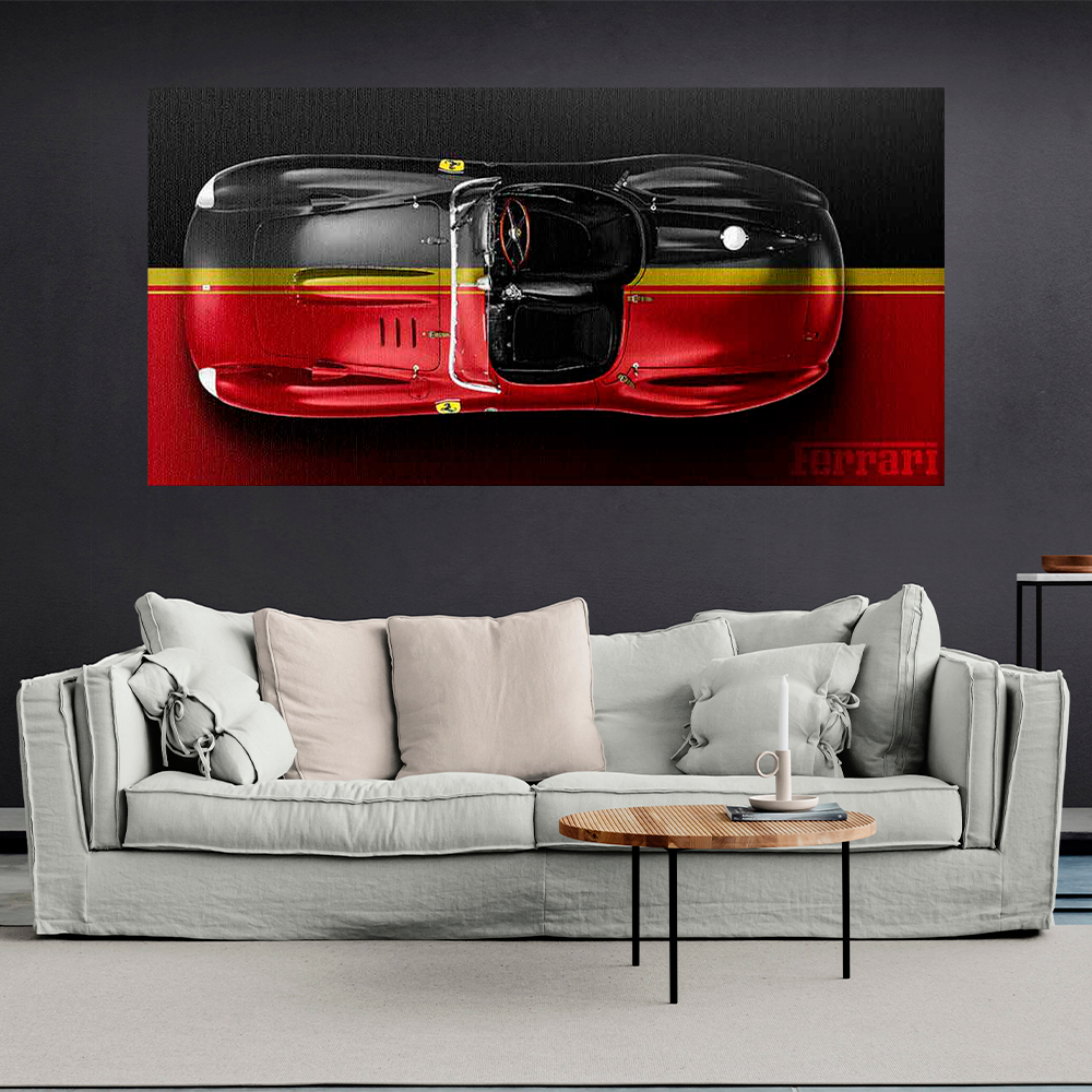 Leinwandbild, Porsche 911, grün, auf grauem Hintergrund