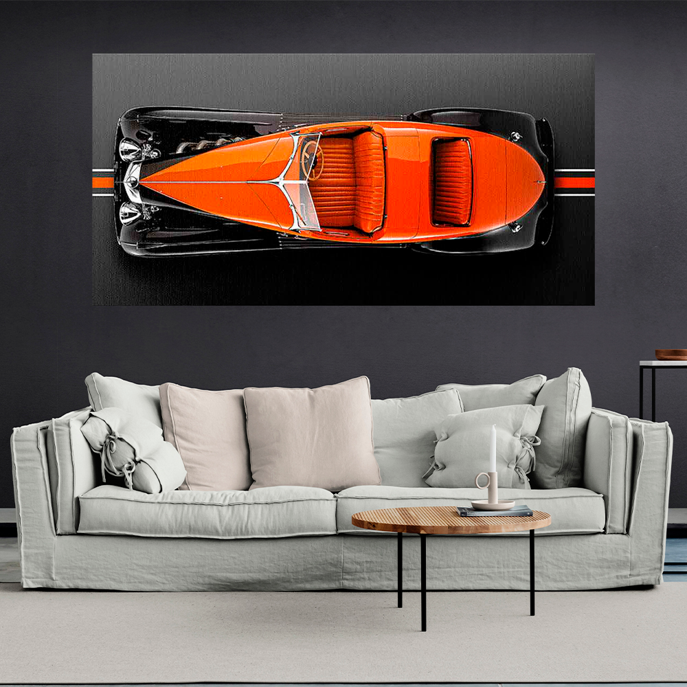 Leinwandbild, Porsche 911, grün, auf grauem Hintergrund