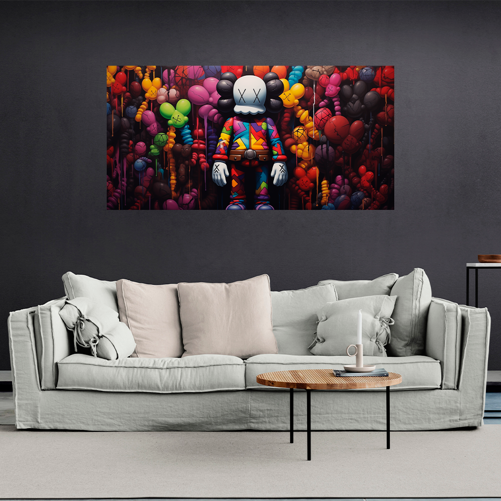 Colorful Bearbrick Wonderland Canvas Art - Vibrant Urban Scene for Contemporary Interiors