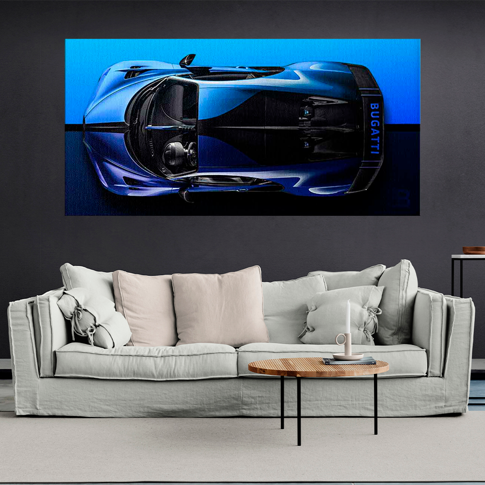 Leinwandbild, Porsche 911, grün, auf grauem Hintergrund