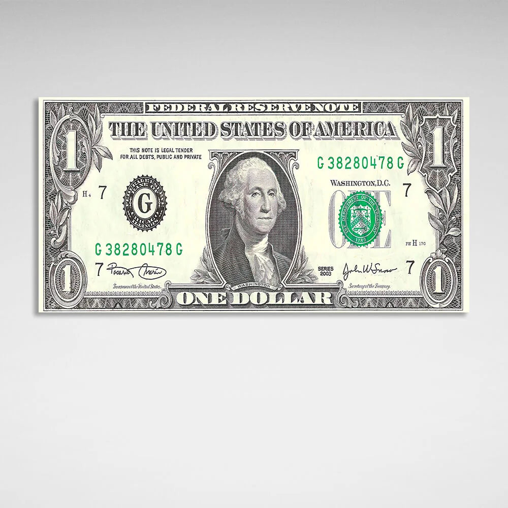 1 dollar black and white Inspirational Canvas Wall Art Print