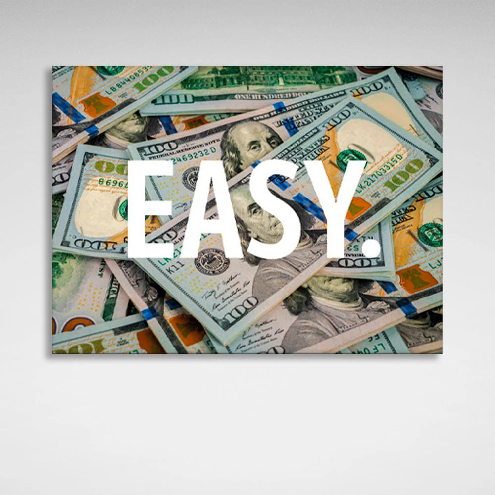 """EASY."" Inspirational Canvas Wall Art Print"