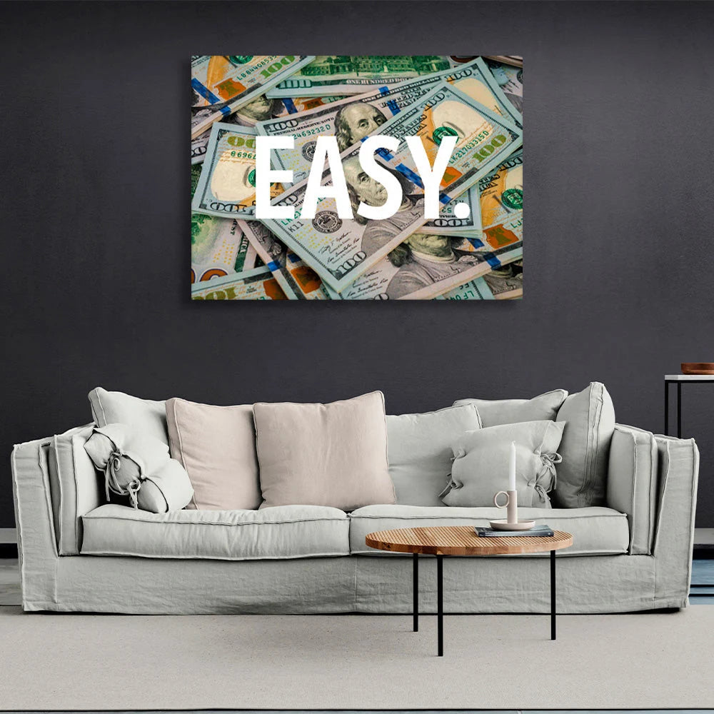 """EASY."" Inspirational Canvas Wall Art Print"