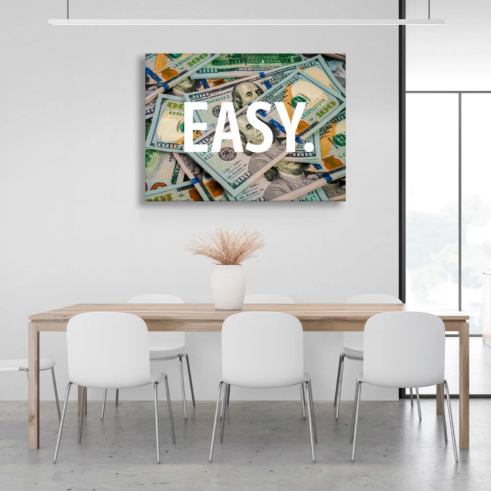 """EASY."" Inspirational Canvas Wall Art Print"