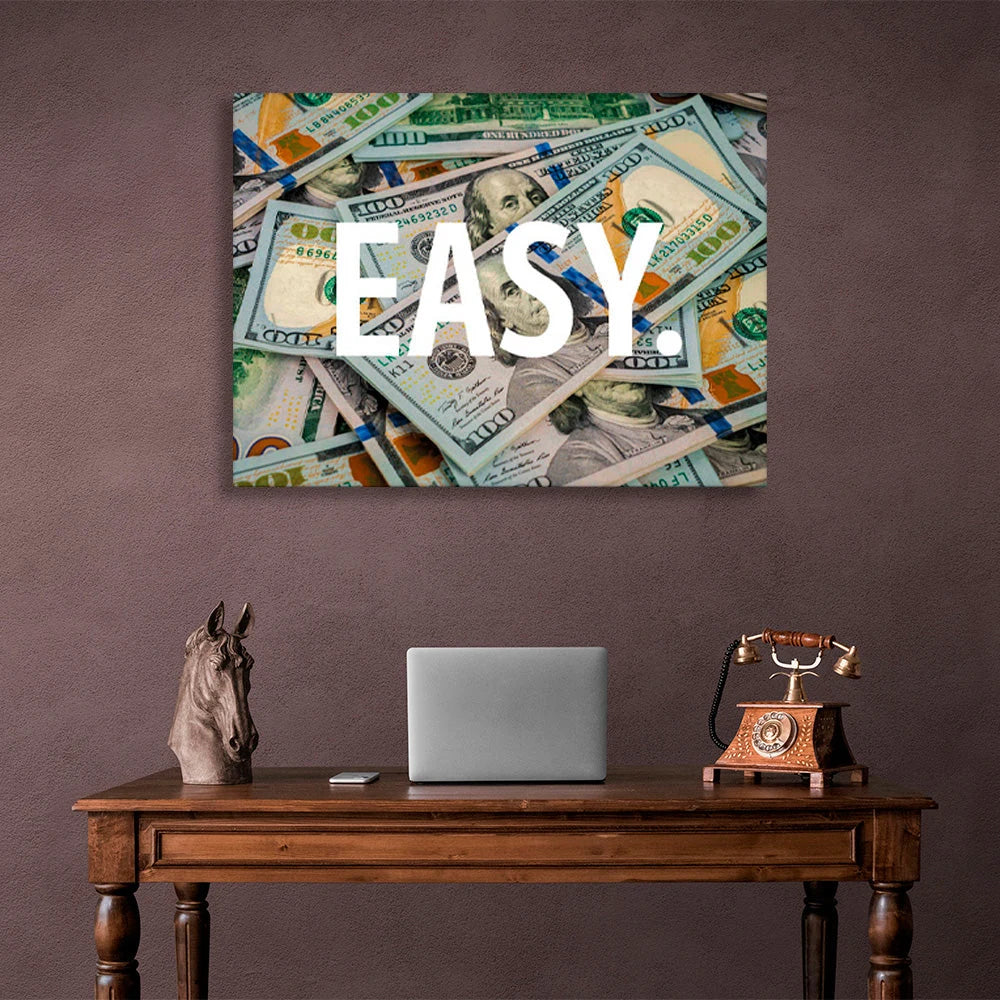 """EASY."" Inspirational Canvas Wall Art Print"