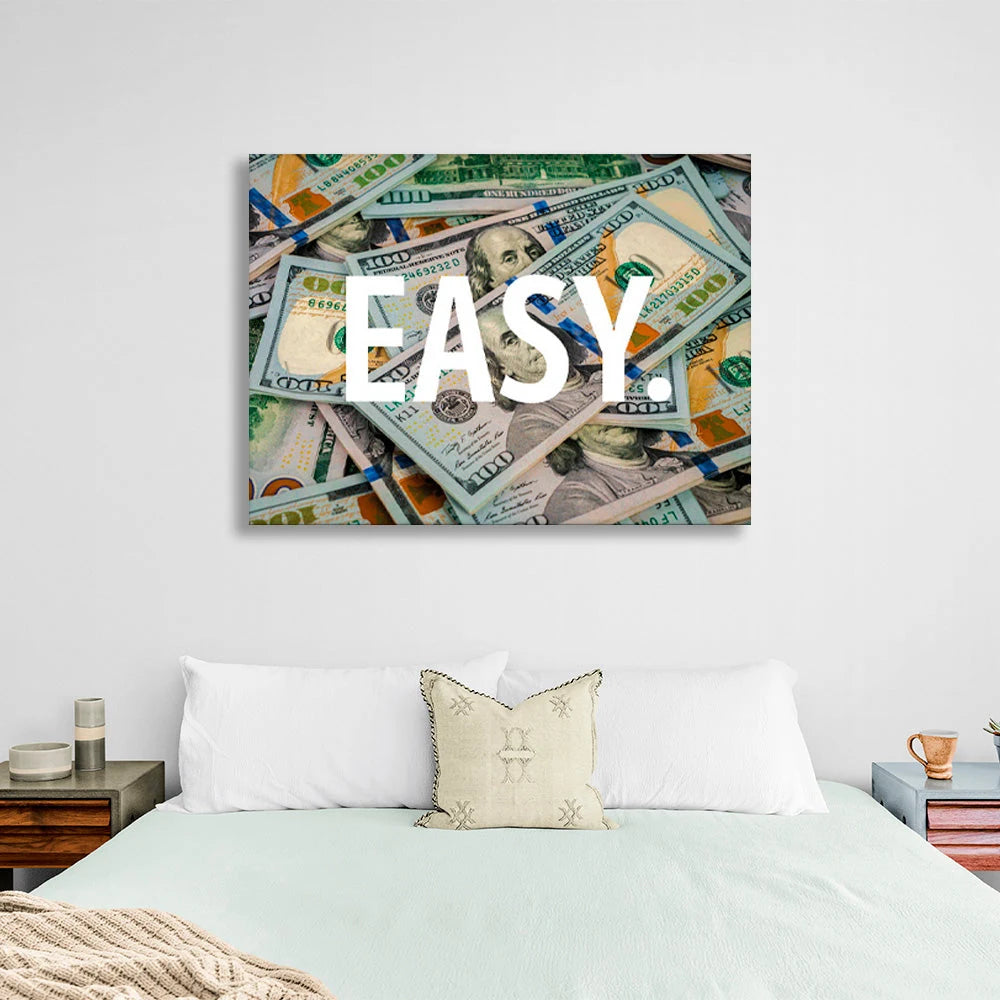 """EASY."" Inspirational Canvas Wall Art Print"