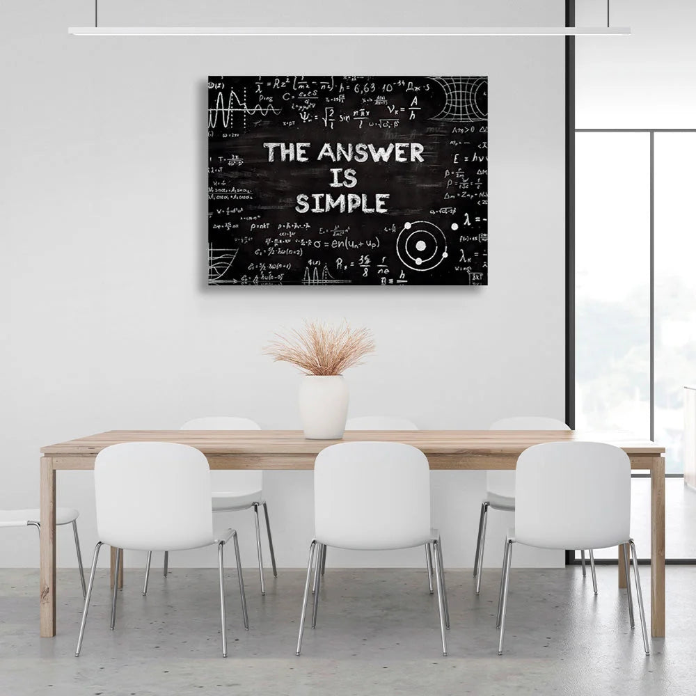 „DIE ANTWORT IST EINFACH“ – motivierender Kunstdruck auf Leinwand.