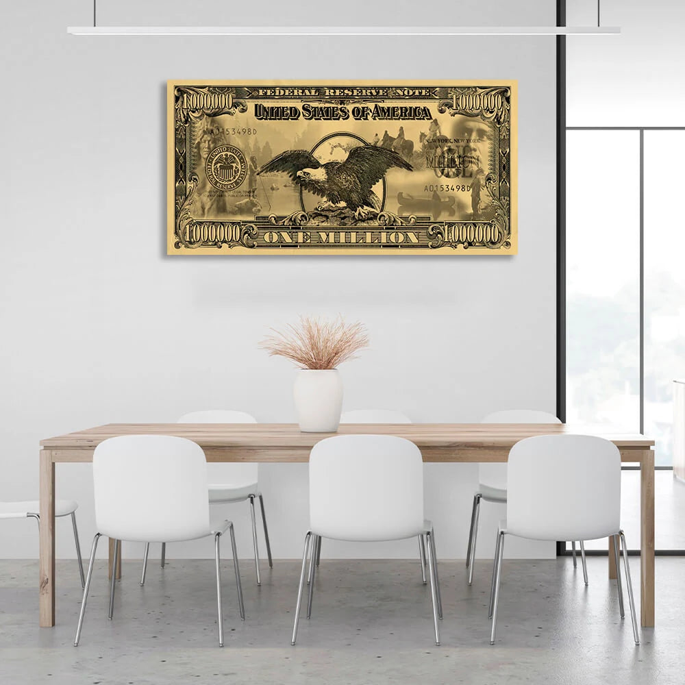1000000 dollars yellow Inspirational Canvas Wall Art Print
