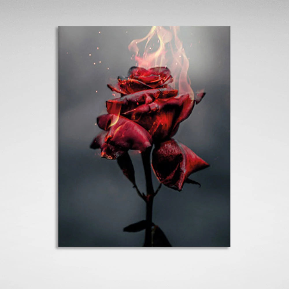 Leinwandbild „Eine leuchtende Rose auf pastellfarbenem Hintergrund“