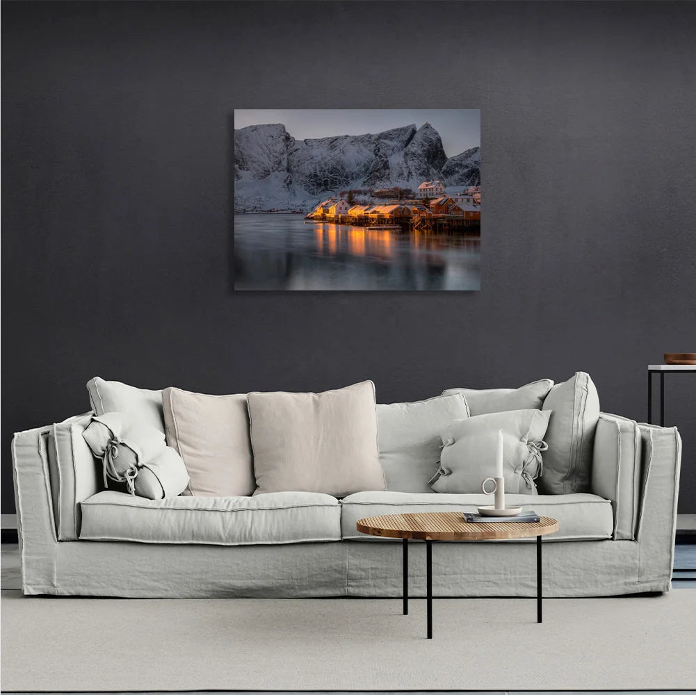 A city among ice and mountains Canvas Wall Art Print
