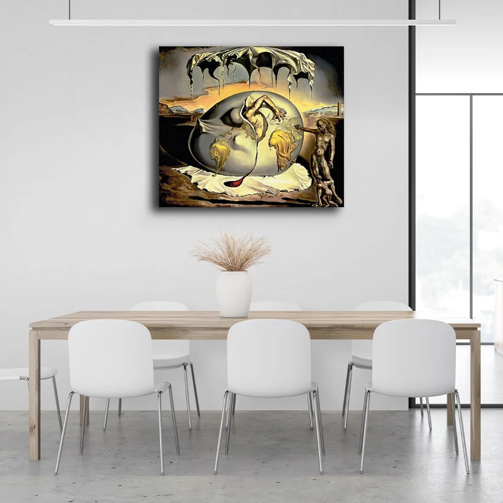 A geopolitical child witnessing the birth of a new man Salvador Dali Reproduction Canvas Wall Art Print