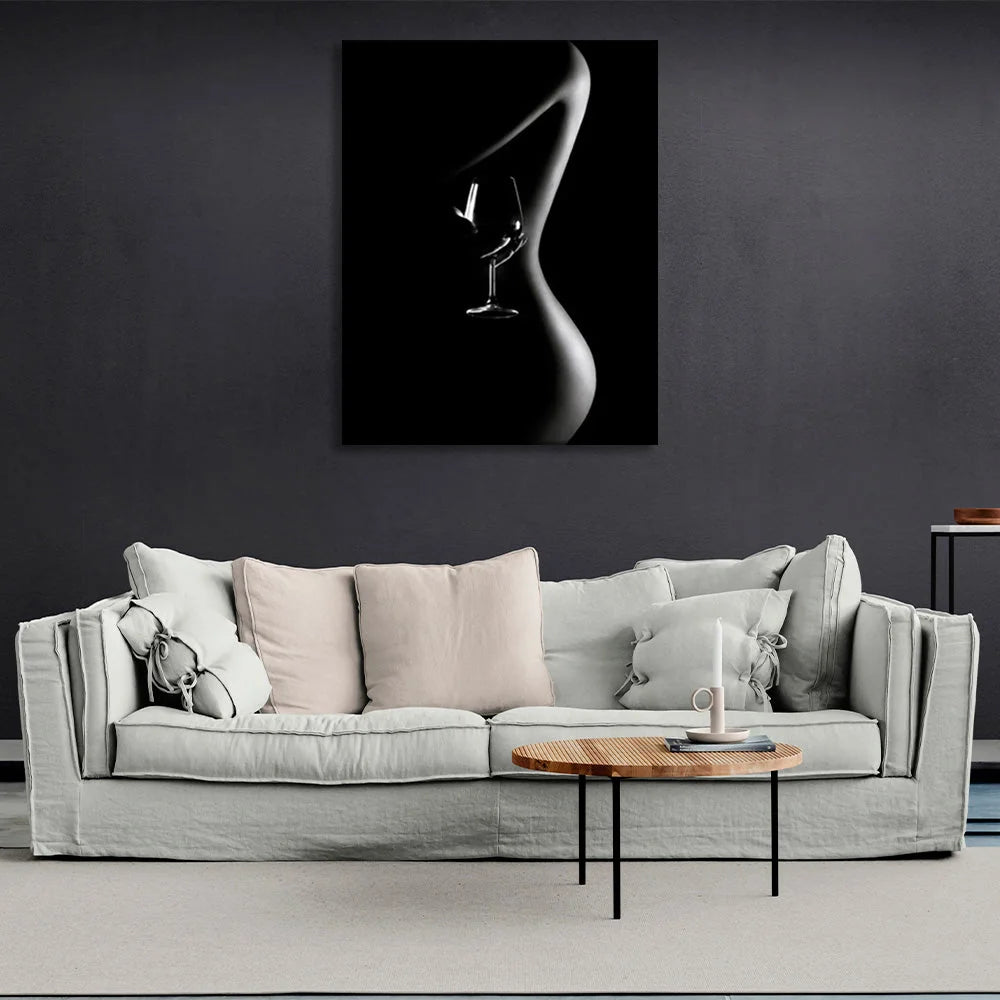 girl's and a glass Canvas Wall Art Print
