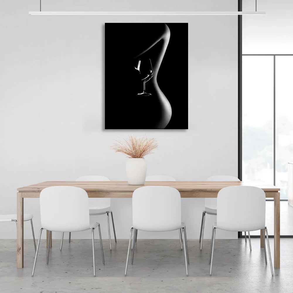 girl's and a glass Canvas Wall Art Print