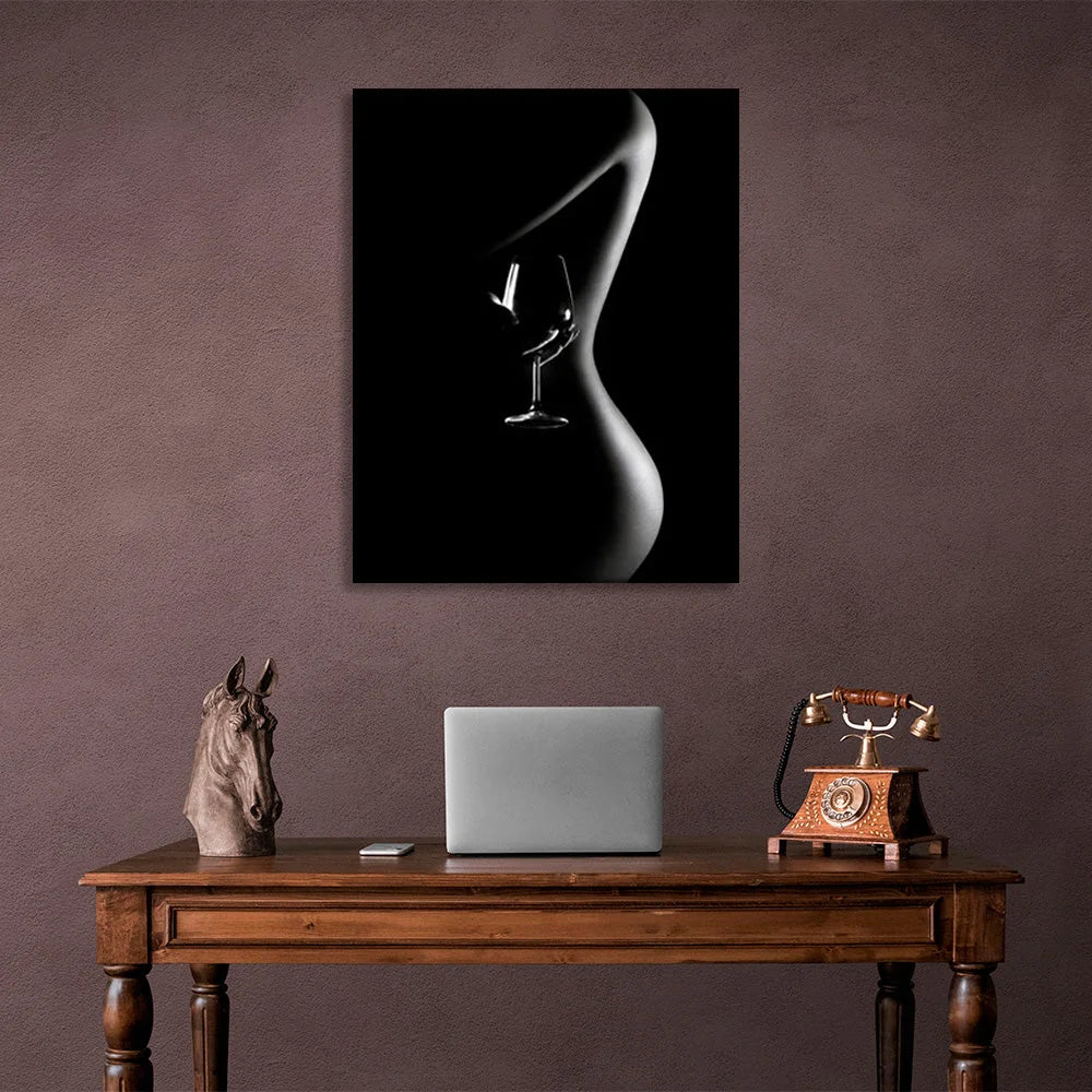 girl's and a glass Canvas Wall Art Print
